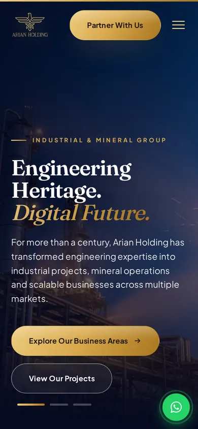 Arian Holding mobile view