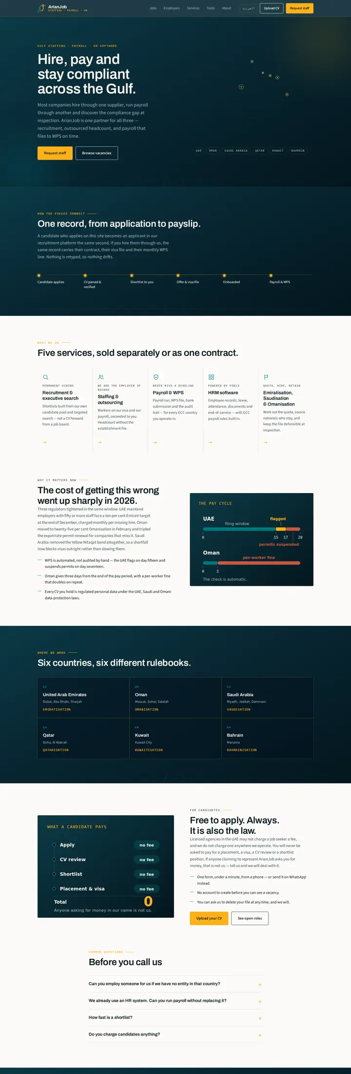 ArianJob website homepage designed by Fonix Marketing