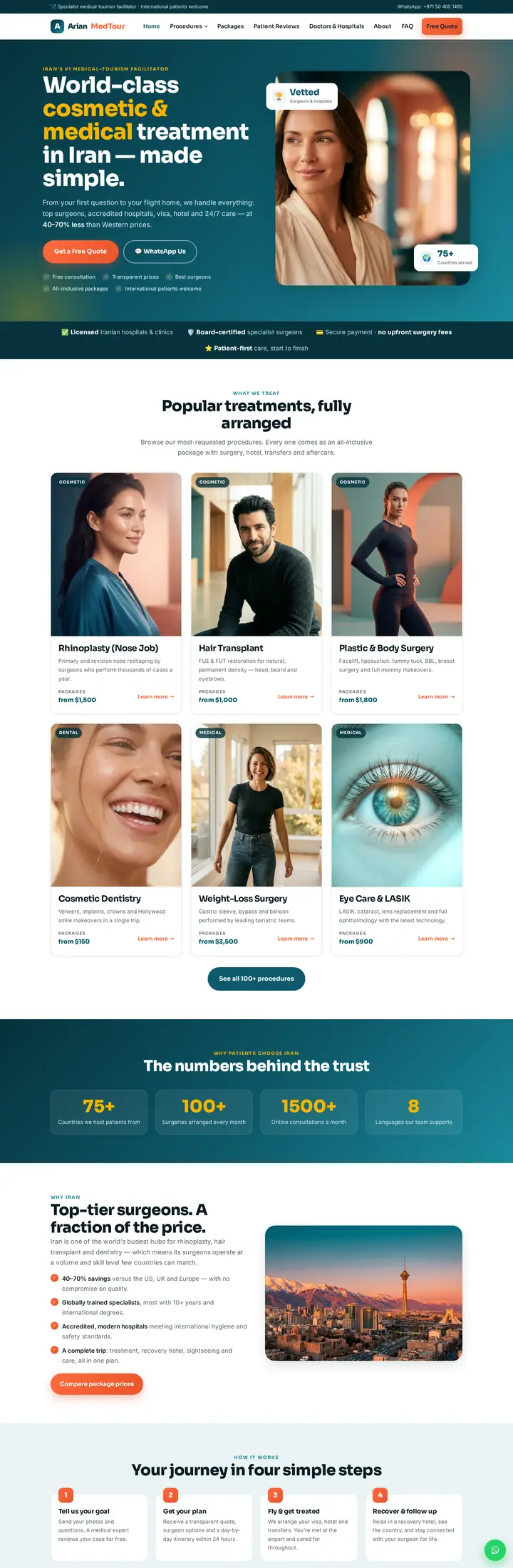 ArianMedTour website homepage designed by Fonix Marketing