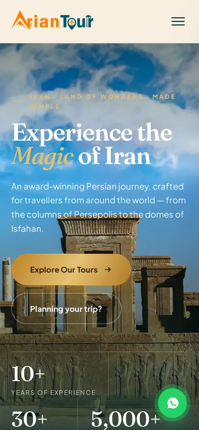 Arian Tour mobile view