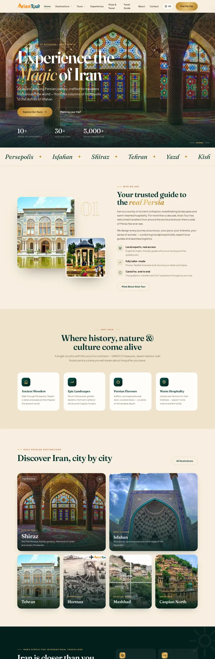 Arian Tour website homepage designed by Fonix Marketing