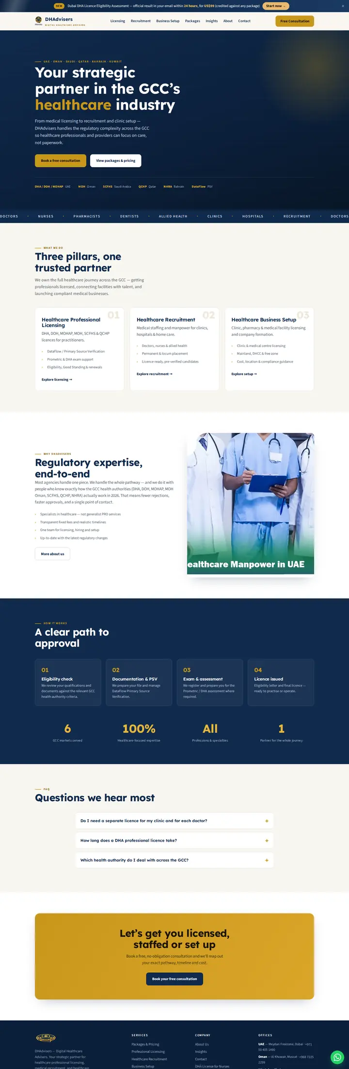 DHAdvisers website homepage designed by Fonix Marketing