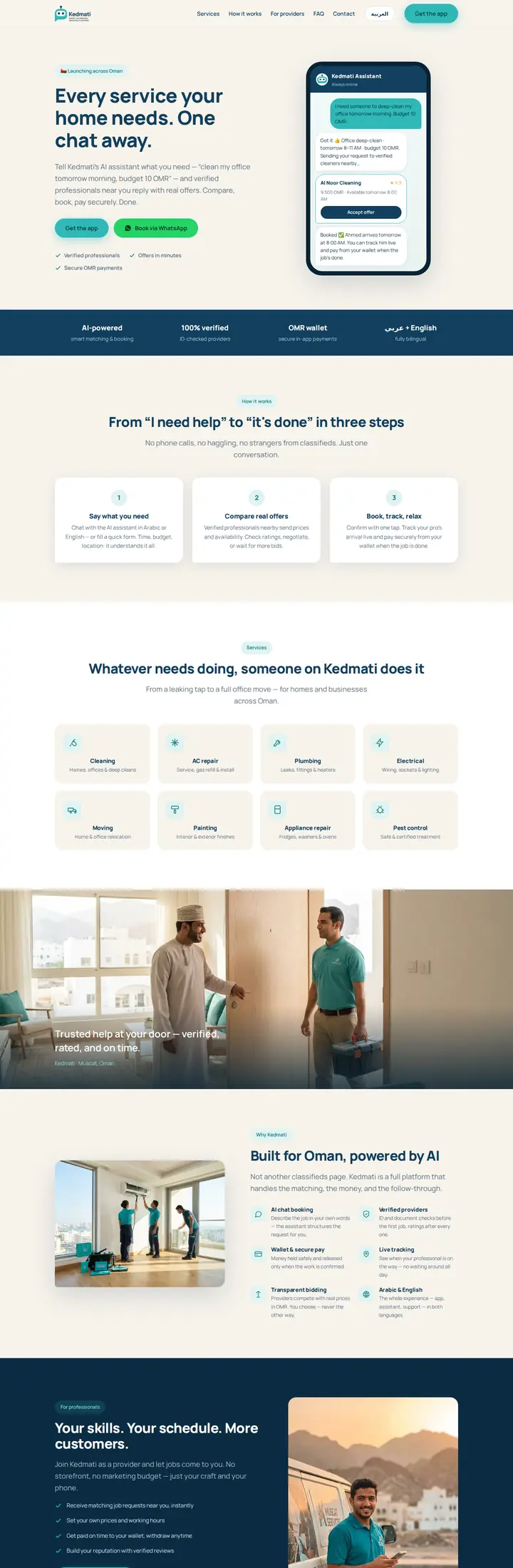 Kedmati website homepage designed by Fonix Marketing