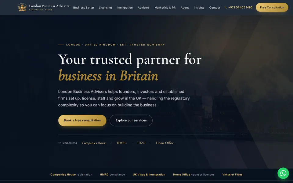 London Business Advisers website homepage designed by Fonix Marketing
