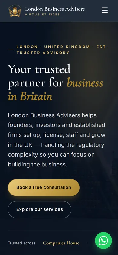 London Business Advisers mobile view